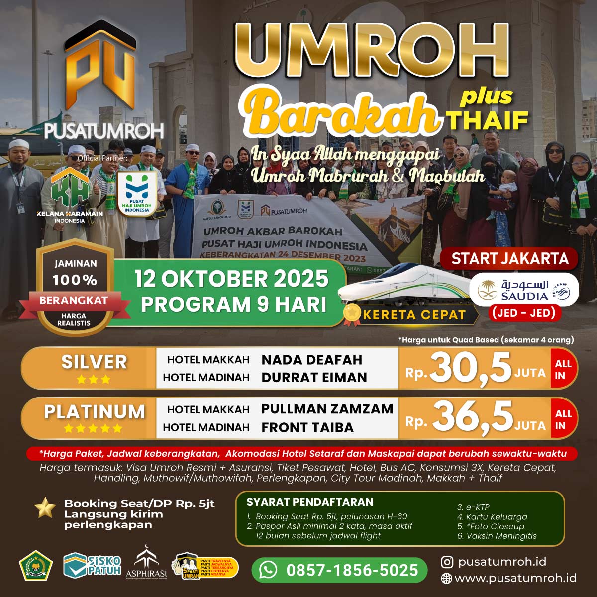 Paket Biaya Umroh 12 Oktober 2025 9 Hari Saudi Airlines Kereta Cepat