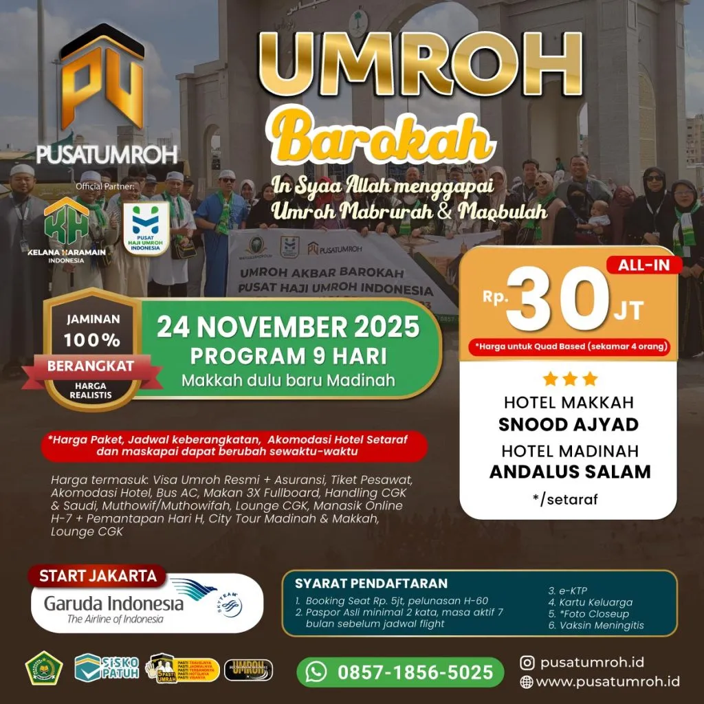 Paket Biaya Umroh 24 November 2025, Garuda Indonesia