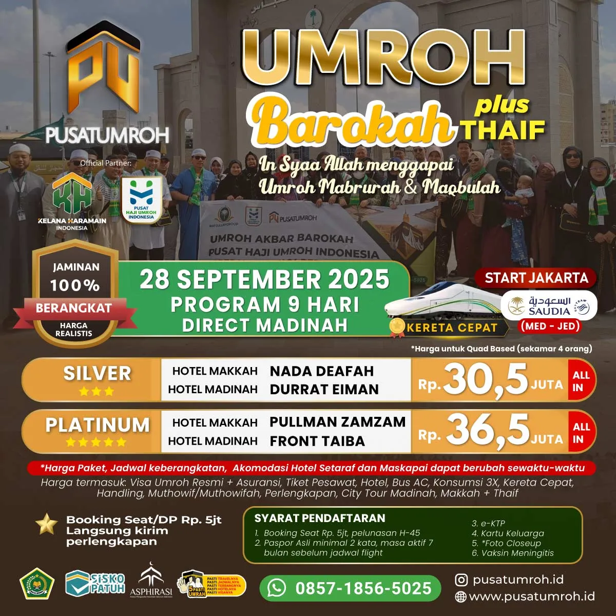 Umroh 28 September 2025, 9 Hari via Saudi Airlines
