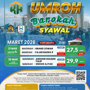 Paket Biaya Umroh Syawal 21 & 26 Maret 2026, Program 9 dan 12 hari