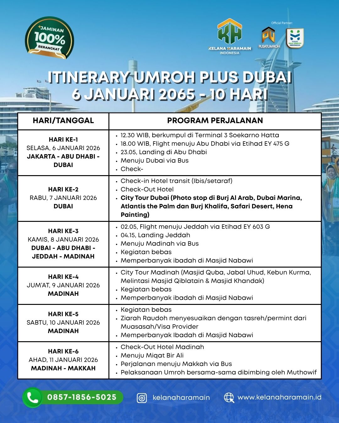 Itinerary 1 Umroh plus Dubai 6 Januari 2026