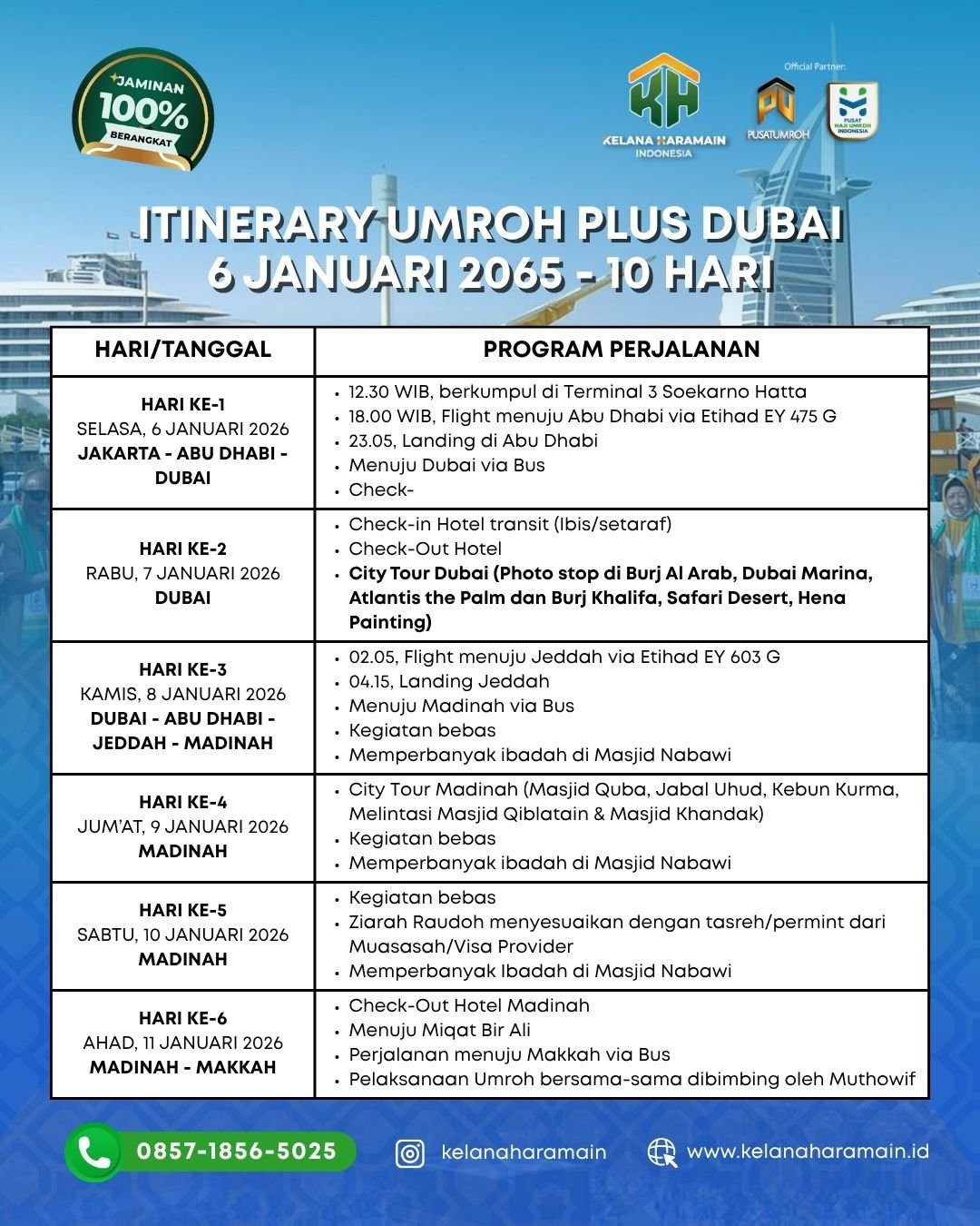 Itinerary 1 Umroh plus Dubai 6 Januari 2026