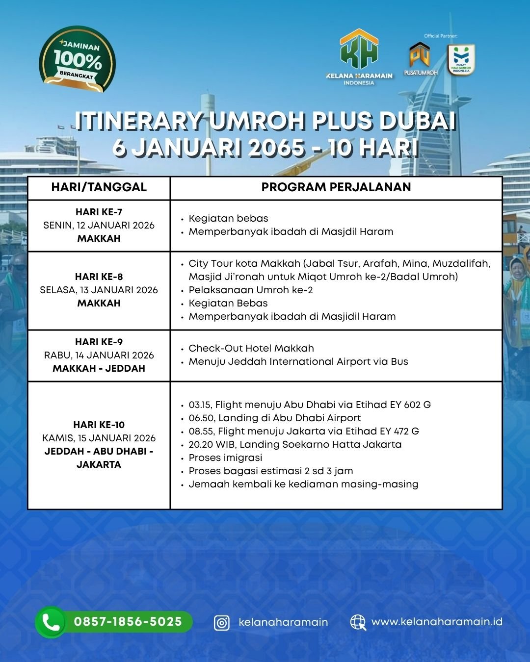 Itinerary 2 Umroh plus Dubai 6 Januari 2026